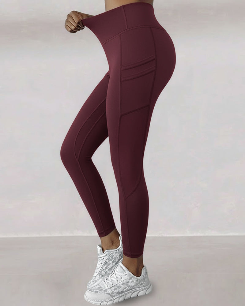 Winter Warm High Waisted Workout Athletic Leggings Tummy Control Butt Lifting Ultra Soft Thermal Lined Yoga Pants Women's Sportswear with Stacked Slit Pockets On Side