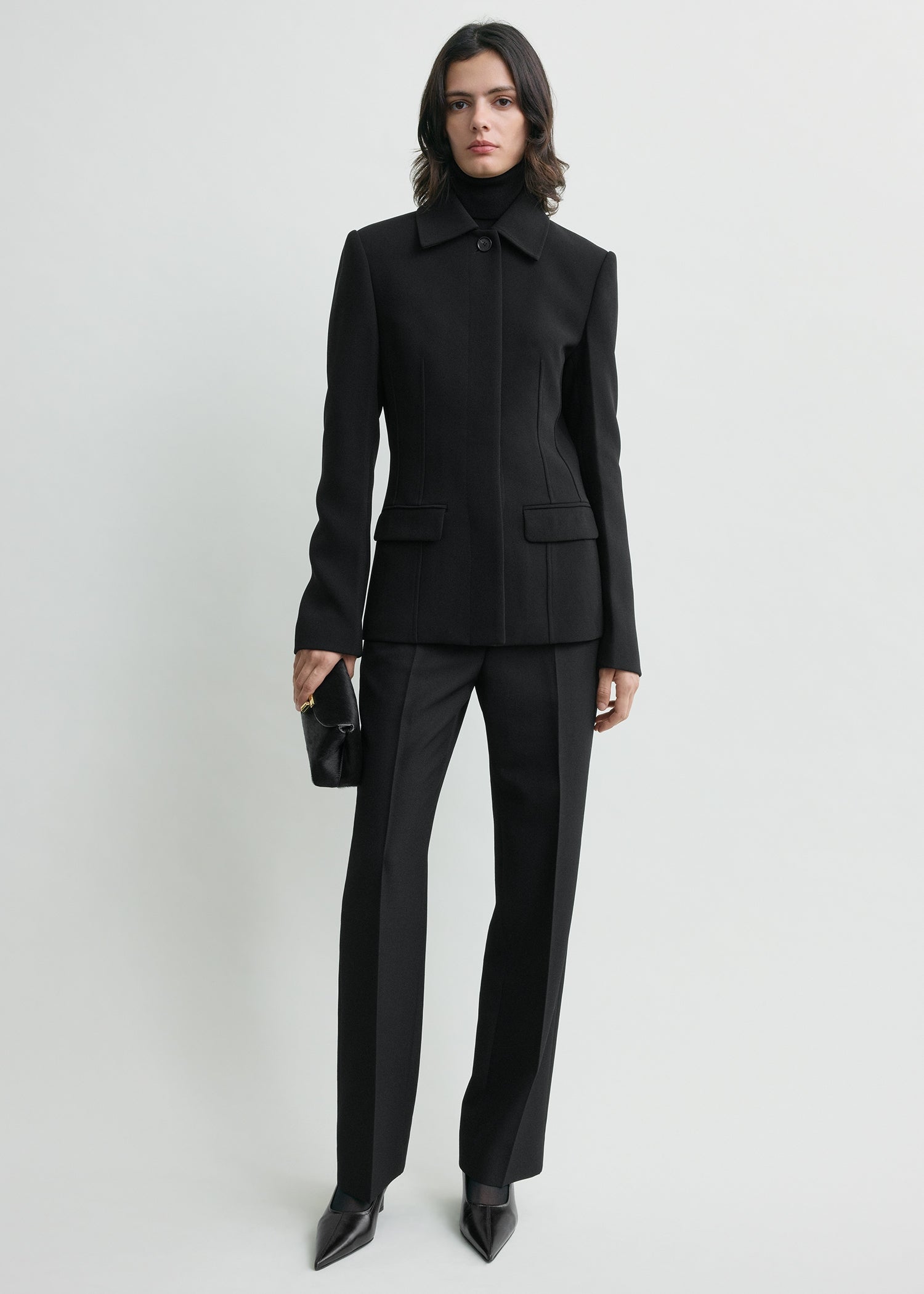 Cinched pocket jacket black