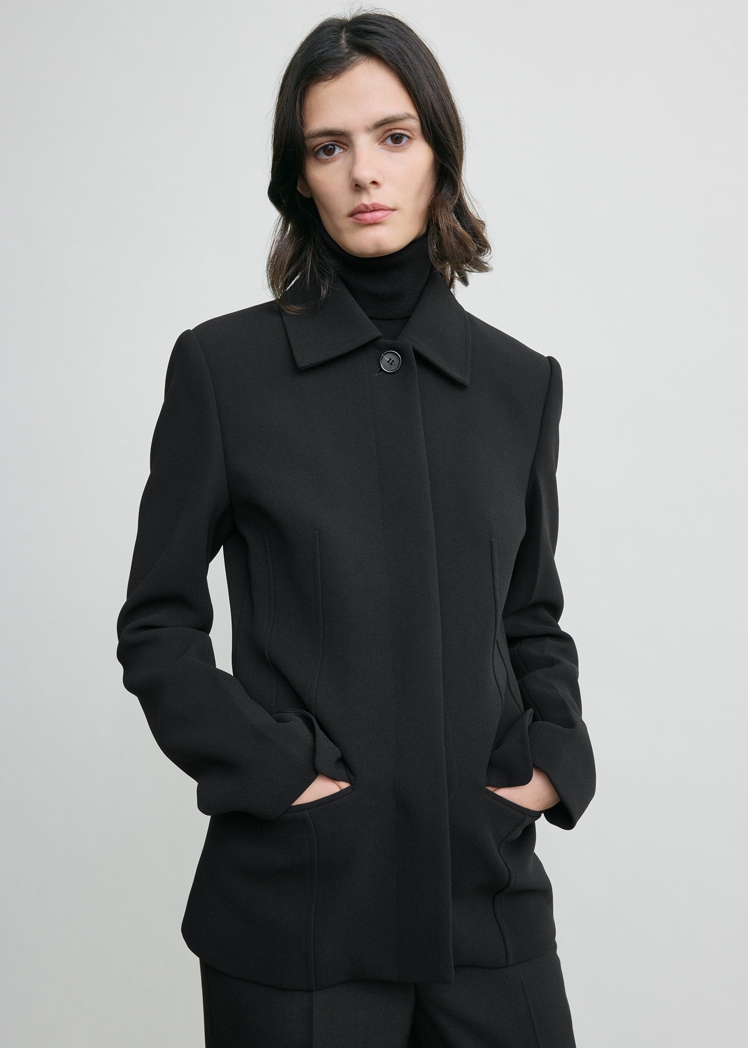 Cinched pocket jacket black