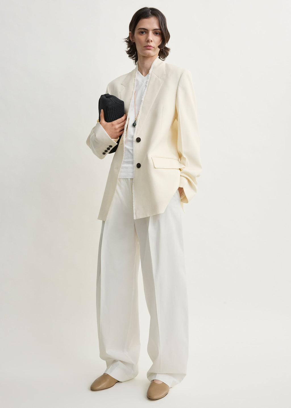Raw lapel jacket ecru