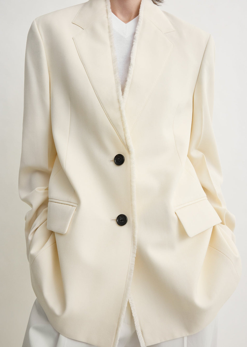 Raw lapel jacket ecru