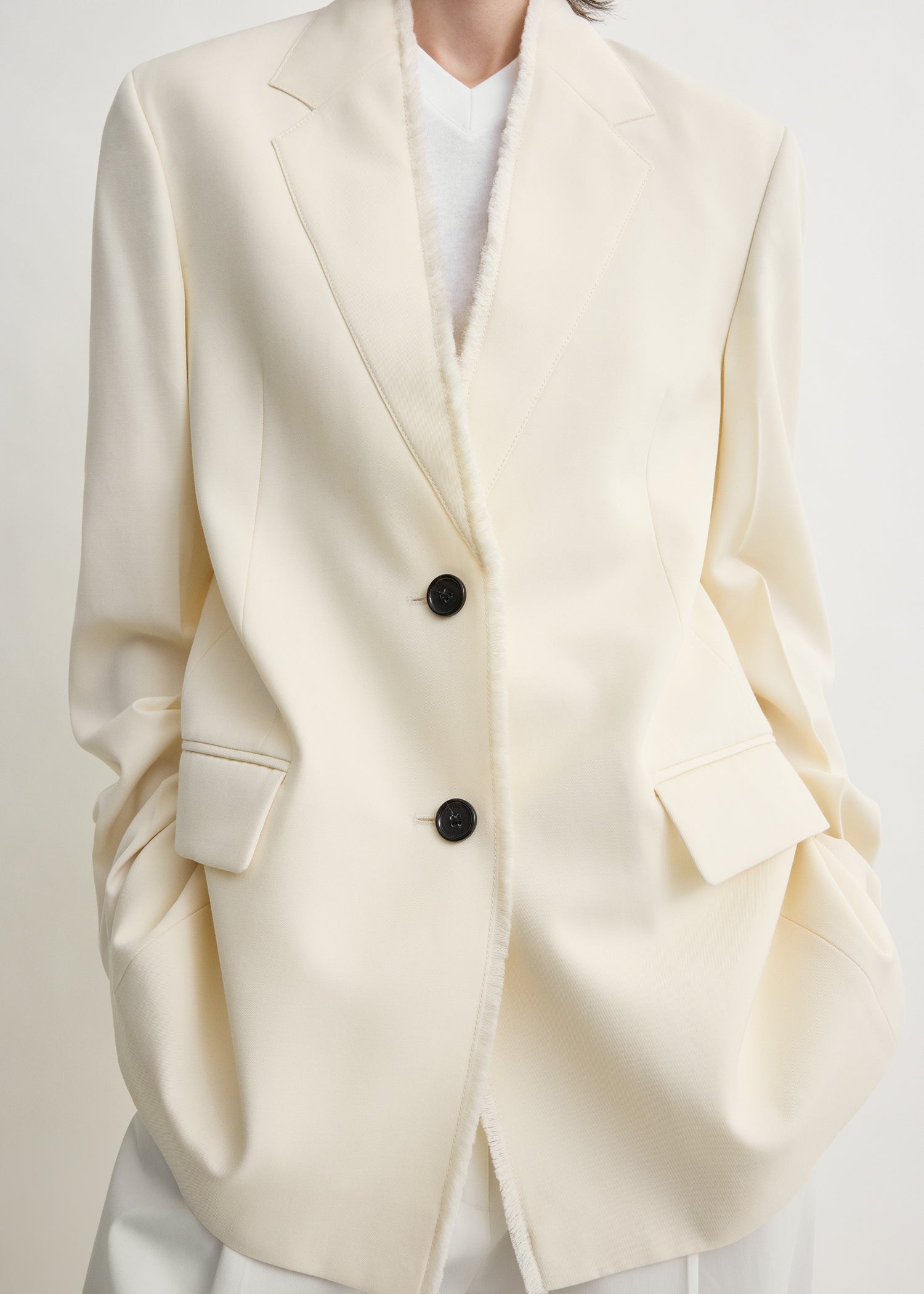 Raw lapel jacket ecru
