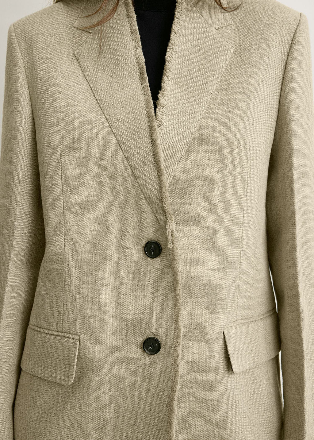 Raw lapel jacket beige