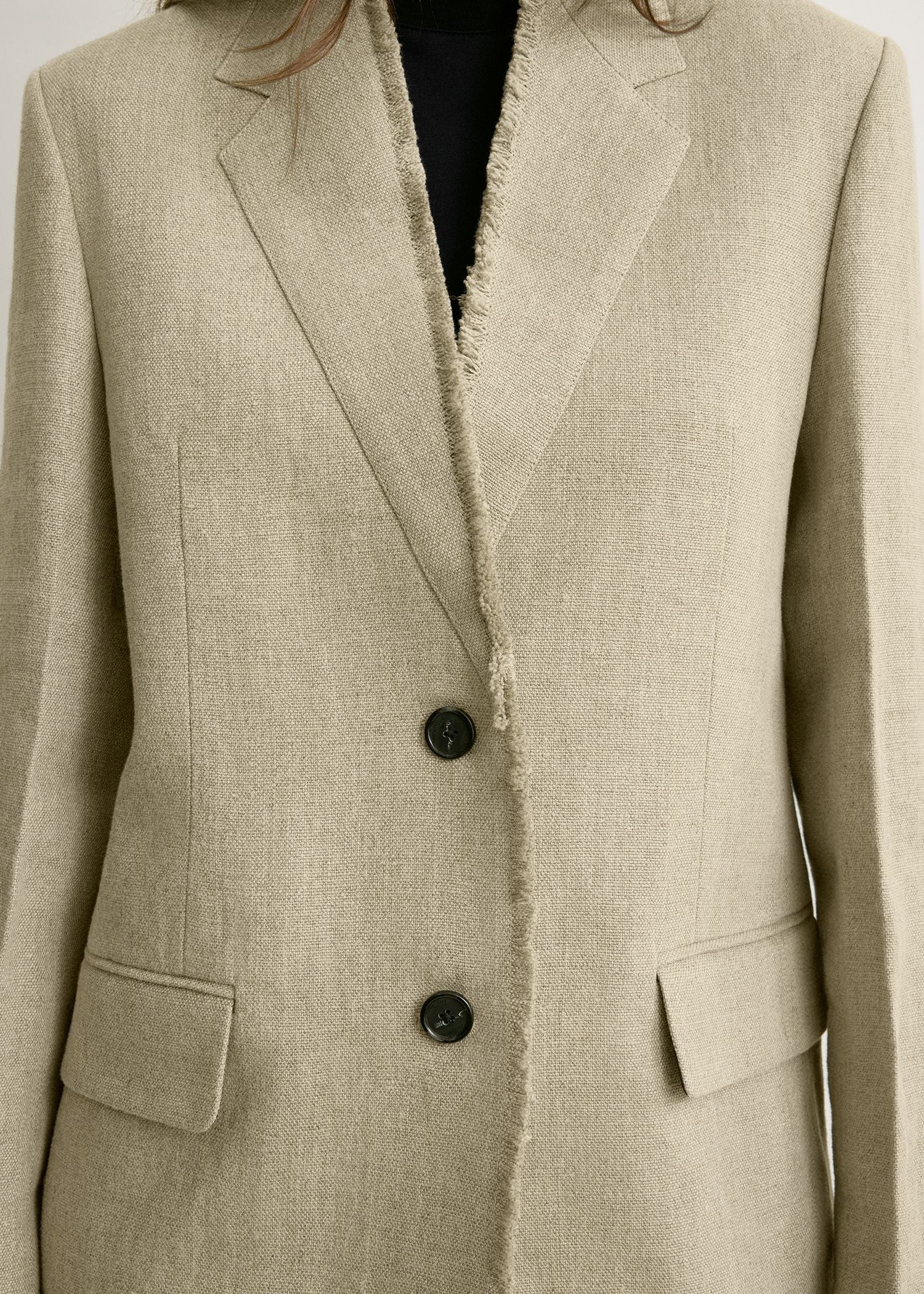 Raw lapel jacket beige