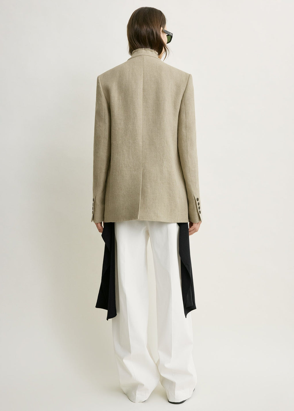 Raw lapel jacket beige